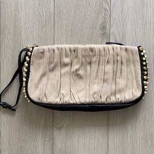 Malene Birger linen studded clutch
